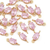 PandaHall SHEGRACE 20 pièces Connecteurs de pendentifs ovales en laiton sans nickel avec zircone cubique pavée