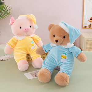 All'ingrosso buona notte orso peluche Super morbido peluche maiale cuscino giocattolo carino pigiama per dormire orsacchiotto peluche - Product Image 3