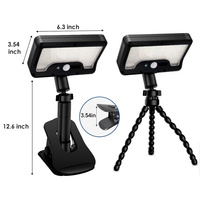 Lampu Tenaga Surya Clip On LED Isi Ulang, Dapat Diputar, Sensor Gerak Keamanan Luar Ruangan, Tahan Air, untuk Pagar Taman, Garasi, Berkemah, Dekorasi, USB
