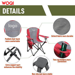 Silla plegable portátil para acampar al aire libre Woqi, con marco de aluminio, color rojo, para jardín, con portavasos y bolsillos de almacenamiento. - Product Image 4