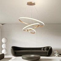 Lampe ronde à haute luminosité pour la maison, le centre commercial, le café, anneau LED doré, lustre moderne