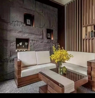 Panel Dinding Batu Buatan Gaya Modern Rumah Tangga Pola Kotak-kotak Tahan Air Interior Eksterior PU Stone Culture 1200*600mm