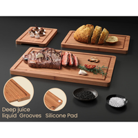 Bamboe snijplankjes serveerplank set, bamboe snijplanken met sapgoot voor keukenbereiding en serveren (set van 3)