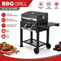 Barbecue au charbon de bois robuste pour l'extérieur, avec table latérale et roues, idéal pour les fêtes de famille dans le jardin ou la cour – Vente en gros usine