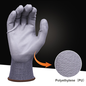 ADAMAS Ansi Guantes de trabajo a prueba de cortes Hombres Anti corte Gris Alto rendimiento En388 Guantes resistentes a cortes recubiertos de <span class=keywords><strong>PU</strong></span> - Product Image 4