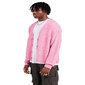Custom Men's 100% Cotton V-neck Knit <b>Cardigan</b> <b>Sweater</b> Soft Warm Breathable Long Sleeve Button Front Casual OEM ODM Wholesale - Product Image 1