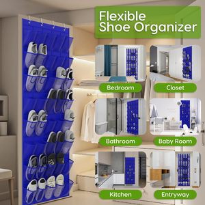 Over The Door Shoe Organizer 40 Pockets Breathable Mesh Hanging <b>Rack</b> <b>For</b> Shoes <b>Storage</b> Behind Doors On Walls Navy Blue - Product Image 3