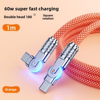 Kabel Data Kepang 180 Derajat Rotasi dengan Kabel Data Light Elbow, Kabel Data Pengisian Super Cepat PD Full Metal Pabrik 120W