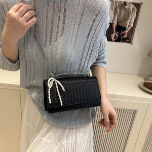 Sac à main femme vintage en PU tissé et gaufré, style européen et américain, avec nœud, bandoulière/porte-épaule, <span class=keywords><strong>pas</strong></span> <span class=keywords><strong>cher</strong></span>, nouveauté 2025 - Product Image 3