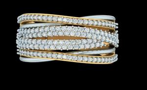 Anillo de compromiso, promesa, regalo de aniversario, para fiesta, clásico, con engaste micro pavé, bisel de varias filas, diamante de laboratorio, oro y rodio - Product Image 3