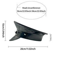 Chapeaux de capitaine noirs en cuir verni avec triple anneau en O et pointes, style punk gothique, vente en gros