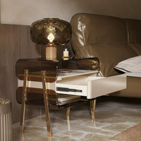 Table de chevet minimaliste italienne en acrylique INS, armoire de rangement moderne et simple de luxe léger