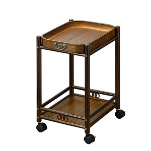โต๊ะข้างไม้ไผ่มีล้อ รถเข็นชาอเนกประสงค์สำหรับใช้ในบ้านเป็นโต๊ะกาแฟ - Product Image 5