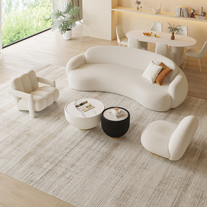 Sofá Curvo Yazhi Estilo Nórdico 'Butter Wind' para Sala de Estar y Oficina, Combinación de Sofá de Tela para Salón de Belleza y Zona de Descanso - Product Image 1