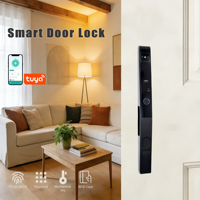 Kunci Pintu Digital Pintar Paduan Aluminium Sidik Jari Pengenal Wajah Kata Sandi Kartu Wi-Fi Kontrol Aplikasi Tuya Kartu Memori Kayu Baja