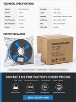 Filamen PETG 1.75mm Langsung dari Pabrik, Kekuatan Tinggi, Tidak Mudah Melengkung, Resin Plastik Virgin Segel Vakum, Spool untuk Pencetakan FDM OEM