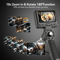 Caméra d'inspection de tuyaux avec écran IPS de 4,3 pouces, double objectif de 6,5 mm, boroscope articulé à 360°, joystick 4 directions, IP67, 1080P, zoom 10x