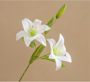 Bàn tay 3D cảm thấy 2 Hoa 1 nụ hoa <span class=keywords><strong>lily</strong></span> mô phỏng phòng khách cao cấp hoa lụa bàn ăn ánh sáng trang trí sang trọng - Product Image 2