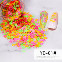 Bojun YB12 Paillettes pour Nail Art Papillon Fluorescentes Néon Couleurs Assorties, Flocons de Paillettes Papillon Creux 3D