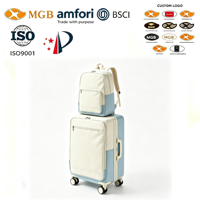 Ensemble de bagages souples et sac à dos en tissu Oxford de 20 pouces, capacité OEM, avec fermeture éclair et valise à roulettes universelles