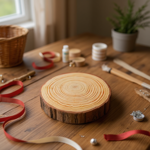 Base Rotonda in Legno ILAN 6-7 Cm Naturale per Artigianato e Decorazioni - Product Image 3