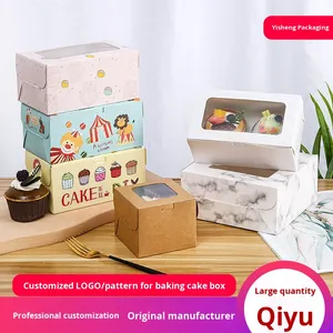 Trong kho vuông Giấy Cupcake bao bì hộp với cửa sổ 1/2/4/6/12/24 Muffin Bánh hộp thực phẩm sử dụng thư mục - Product Image 3