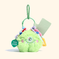 Porte-clés en peluche doux et moelleux, motif animal de dessin animé mignon, rose, jaune, violet, vert, bleu, cadeau pour couple et amis