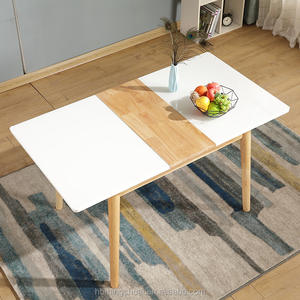 Mesa De Comer De Estilo nórdico, mesa De comedor extensible plegable moderna, mesa De comedor extensible blanca De madera maciza, Mesas De Madera - Product Image 3