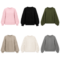 Pull-over rose épais à col rond pour femme, personnalisé en gros (ODM), vêtements de créateur pour femme, collection hiver