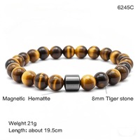 Zwarte Tijgeroog kralen armband, magnetische stenen, direct leverbaar, groothandel, agaat sieraden, unisex, Valentijnsdag