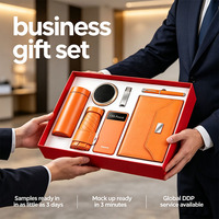 Ensemble d'affaires de luxe en cuir PU A5 avec stylo, batterie externe et parapluie pour clients VIP, personnalisable avec logo OEM, idéal comme cadeau d'entreprise