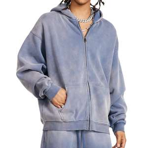 Sweat-shirts à capuche surdimensionnés de haute qualité, personnalisés avec un logo, en polaire lourd en polyester, tricotés, impression sérigraphique longue, hip-hop, grande taille - Product Image 4