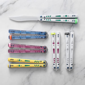 Складной тренировочный нож-бабочка Bochen из нержавеющей стали, малый инструмент, гладкий, игрушечный, с рукоятью из нержавеющей стали и поликарбоната - Product Image 4