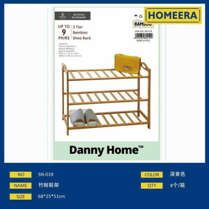 All'ingrosso Scarpiera di bambù a 3 livelli Cabinet 68x25x51cm per mobili per la casa e organizzazione di stoccaggio in palestra - Product Image 1