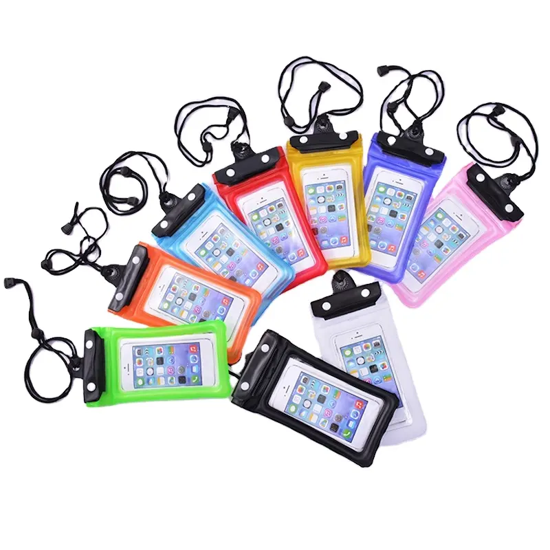 Sacs étanches pour téléphone avec logo personnalisé Pochette universelle étanche en PVC Sac étanche pour téléphone portable Sac étanche pour téléphone portable avec lanière