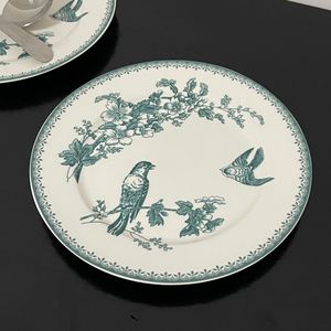 Platos de cena de postre de porcelana con estampado de flores verdes Vintage, plato occidental de cerámica para uso en eventos de boda - Product Image 3