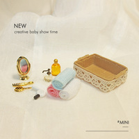 Approvisionnement direct d'accessoires pour maison de poupée, modèle miniature créatif DIY, panier simple pour accessoires de bain miniatures pour jouets G122
