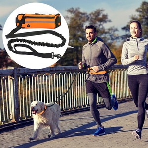 Tali Anjing Bebas Tangan Dengan Tas Lari Sabuk Pinggang yang Dapat Disesuaikan Pegangan Berlapis Ganda Tali Bungee Reflektif untuk Berjalan, Jogging, dan Mendaki dengan Anjing - Product Image 1
