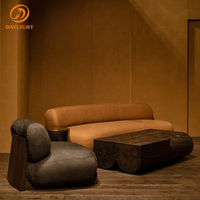 Fauteuil lounge en lin/velours de qualité supérieure, mousse à haute résilience, orange rouille, design moderne, meubles de maison solides