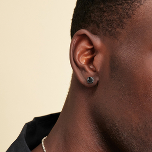 Pendientes de Moissanita Negra VVS de 2.0ct y 6.5mm, Estilo Hip Hop, Corte Brillante Redondo, Chapados en Oro, Plata de Ley 925, para Hombre, Unisex - Product Image 6