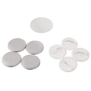 Blank Button Badge Parts for Button Maker Machine, Includes Plastic Button Pin Back Cover, Metal