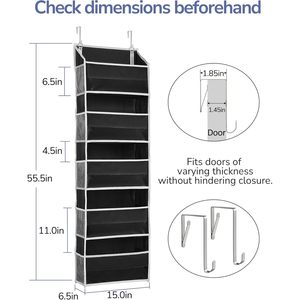 Over The Door Organizer 5 Shelf Hanging <b>Storage</b> With 10 Side Pockets For Baby Products <b>Shoes</b> And Clothing Black - Product Image 4