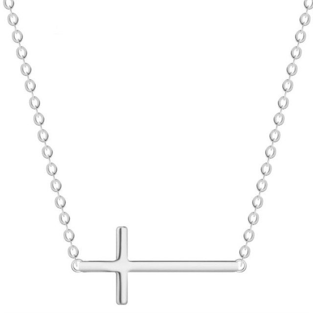 Latest Fashion Rhodium Plated 925 Sterling Silver Zircon Cute Engagement Wedding Simple Infinity Charms Cross Pendant Necklace