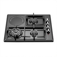 Tables de cuisson à gaz encastrables en céramique, verre trempé, 4 brûleurs, GPL/GN, pour usage domestique et hôtelier, classe énergétique, chauffage rapide, certifiées CE