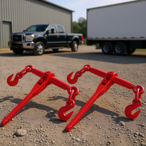 Attaches à cliquet rouges 3/8-1/2 pouces, crochets G70, chaîne en acier, lot de 4, pour arrimage, transport et remorquage - Product Image 2