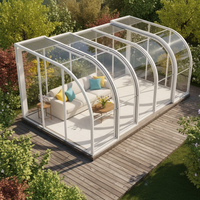 Véranda moderne à toit coulissant rétractable, écologique, avec verre Low-E, solution complète pour extérieur résidentiel, villa, hôtel, entrepôt, au sol