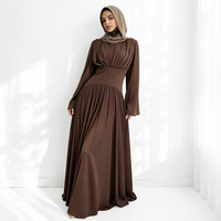 Élégante Robe Longue Abaya en Chiffon et Polyester avec Corsage Corset, Vêtement Islamique d'Été, Jupe Fluide Modeste, Robe de Mariage Musulmane pour Femmes