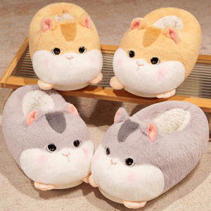 Pantoufles en peluche en forme de hamster pour femmes, vente en gros, pantoufles d'intérieur en forme d'animal, chaussures chaudes d'hiver, pantoufles en fourrure de hamster personnalisées - Product Image 2