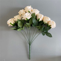 D-3012 Bouquet de roses artificielles rose poudré à 9 têtes pour décorations de mariage