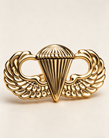Insignia Metálica Personalizada 3D con Relieve de Ala de Paracaídas Antigua - Aleación de Zinc Chapada en Oro/Níquel para
